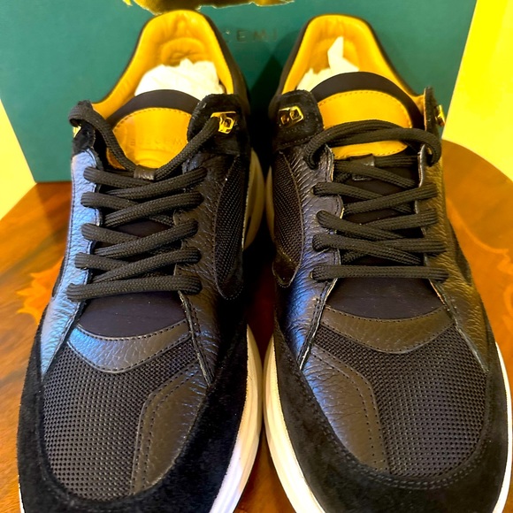 BUSCEMI VELOCE MIX LOW-TOP SNEAKERS IN BLACK - Picture 3 of 7